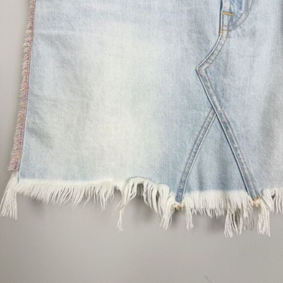 7 FOR ALL MANKIND | Rainbow Fringe Light Wash Denim Skirt Women’s Size 29 (8) - Picture 7 of 13